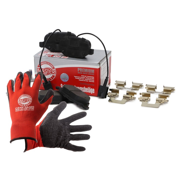 Fékbetétkészlet és kesztyű, Master-Sport, 13046027632N, 177x95x43,8mm, Piros