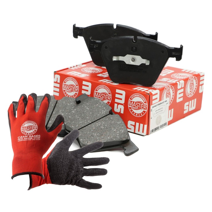 Fékbetét készlet és kesztyű, Master-Sport, 13046072612N, 19,8x20,2mm, piros, XL