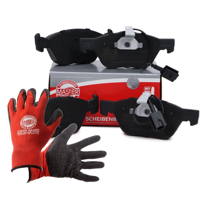 Fékbetét és kesztyű szett, Master-Sport, 13046070692N, 198x156x59mm, piros, XL