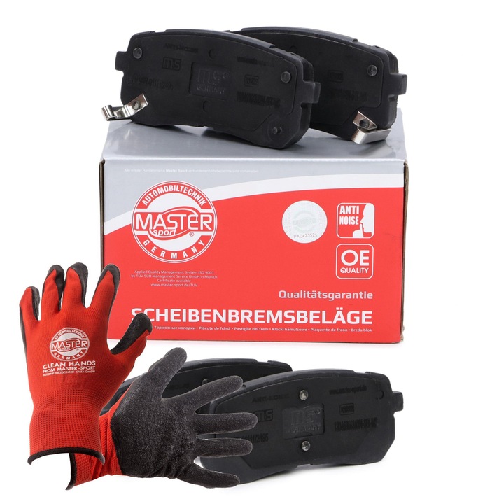 Fékbetét és kesztyű szett, Master-Sport, 111x47,8mm, piros, XL
