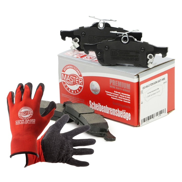 FÉKBETÉT hátsó Master-Sport, készlet, 123x43,8mm, kopásjelzővel, piros, XL