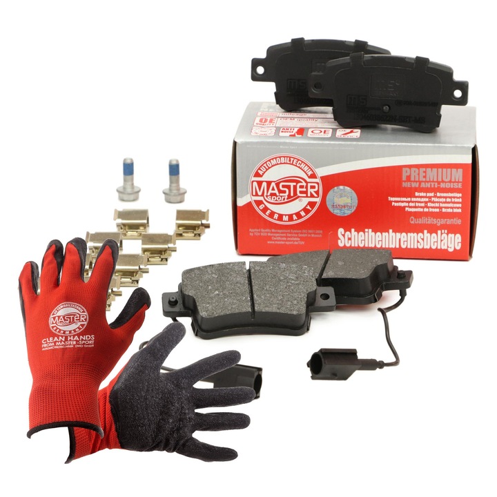 FÉKBETÉTEK hátsó Master-Sport, készlet, 13046038622N, 102x47mm, 2 csavar, többszínű