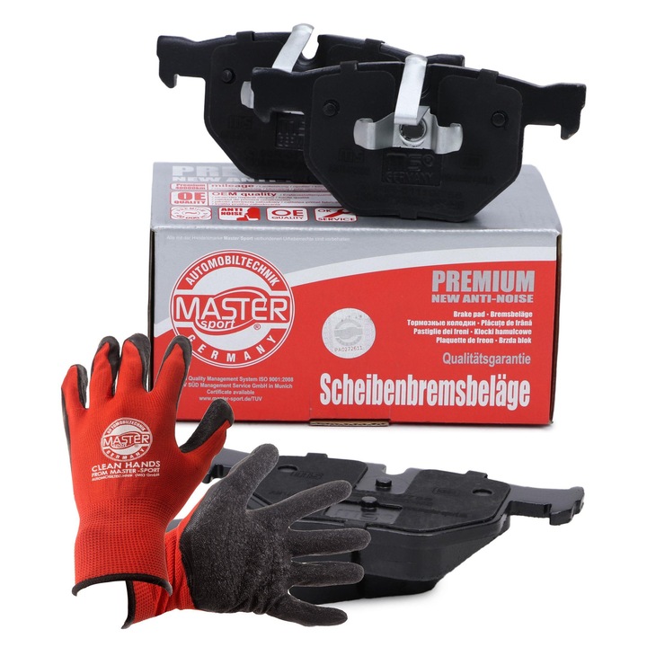 Fékbetét készlet Master-Sport, 13046072252N, 123x58mm, kopásjelző nélkül, piros, XL, 2 darab