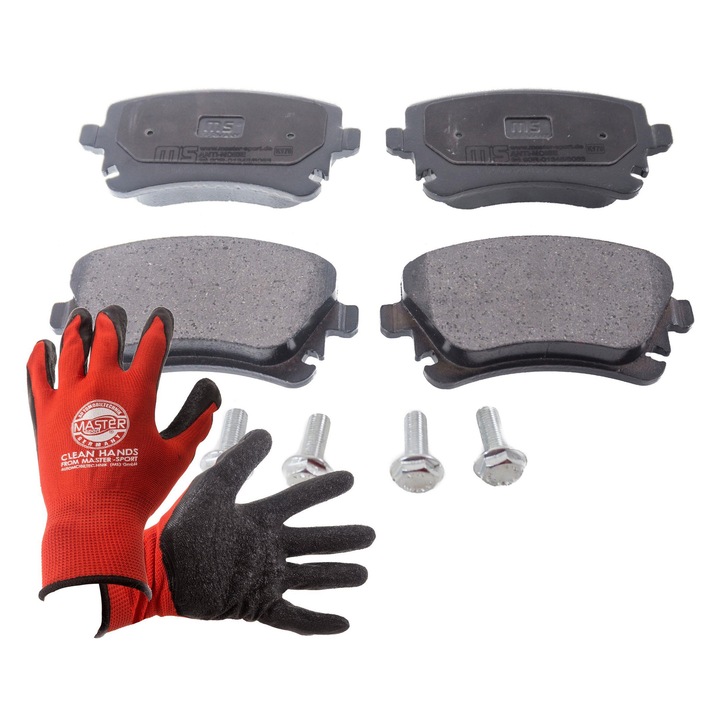 FÉKBETÉTEK hátul Master-Sport, készlet, 4 csavar, 116x59mm, kopásjelző érintkező nélkül
