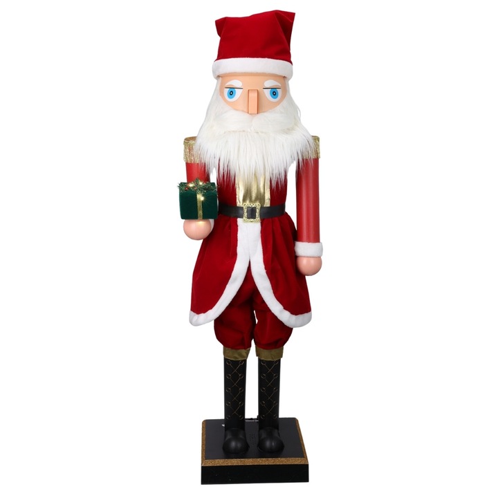 Spargator de nuci Mos Craciun, animat, muzical si iluminat cu leduri, inaltime 200 cm