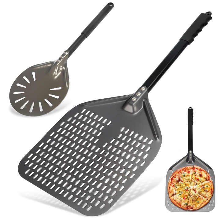 Perforált pizzatálca szett, 12 és 6 hüvelykes, kék-víz, hőálló, 30x39 cm