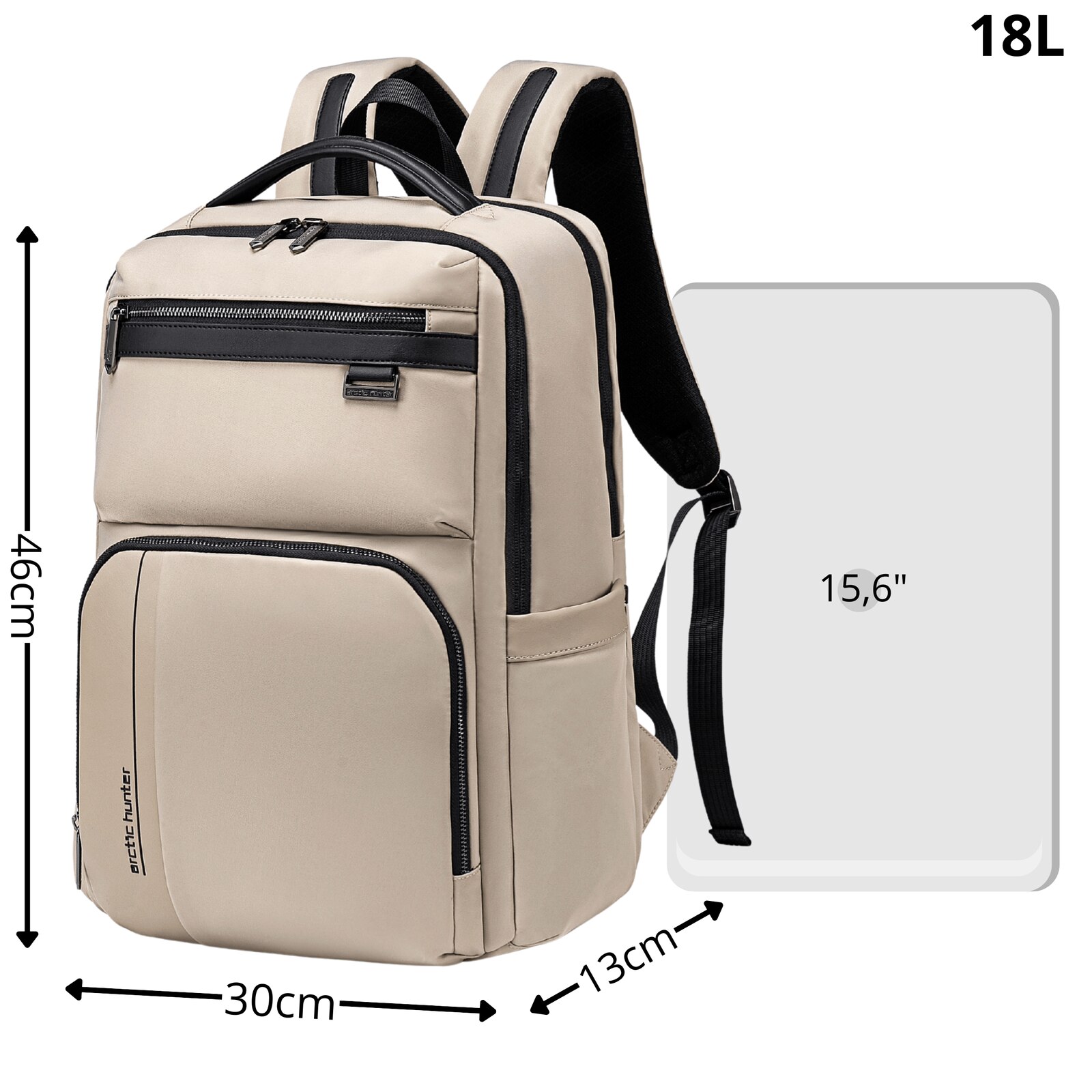 Rucsac laptop 18L impermeabil cu multe compartimente, elegant si practic Arctic Hunter B00808khaki