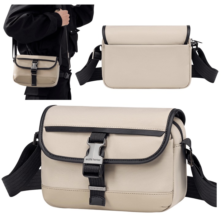 Arctic Hunter női válltáska, nejlon, bézs, 23x16x7.5 cm, 2.7L, elegáns, munkához és mindennapi használatra, KB00828khaki