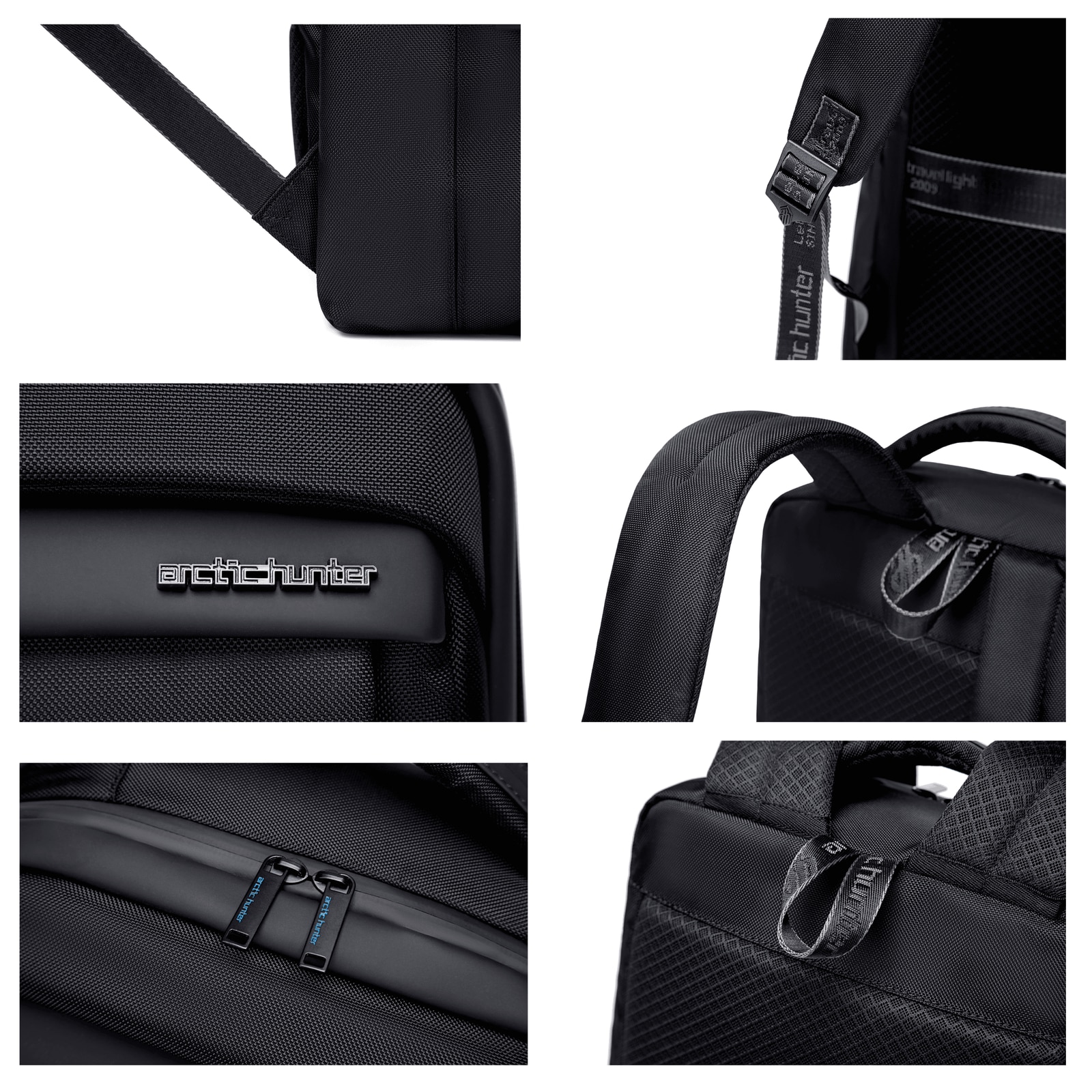 Rucsac business laptop 14,5L cu 10 buzunare, impermeabil si elegant Arctic Hunter B00478black