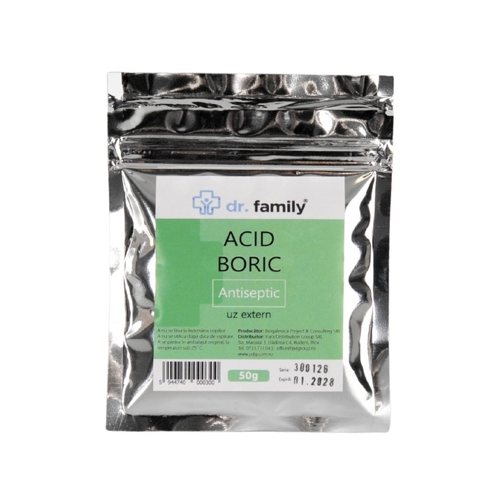 Acid Boric 50 gr, Pudra, Igienizant, Antiseptic, uz extern, Dr. Family