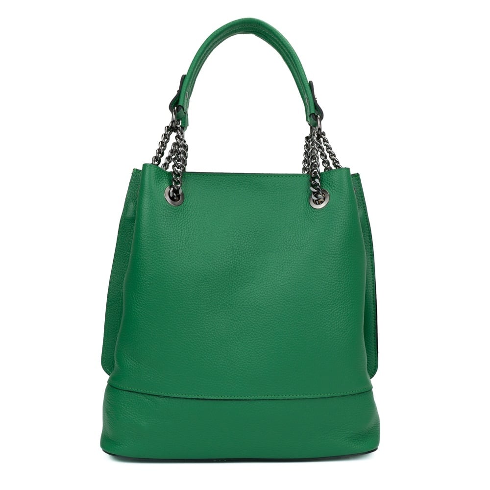 Poseta Piele Lucia - Verde, Geanta Casual din Piele Naturala