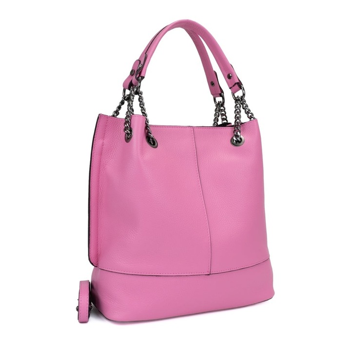 Poseta Piele Lucia - Roz Bombon, Geanta Casual din Piele Naturala, Geanta, Genti