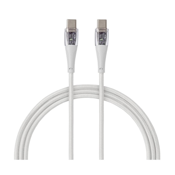 Кабел Qualo Transparent - Type-C / Type-C (USB-C) кабел 60W, 1, 5м