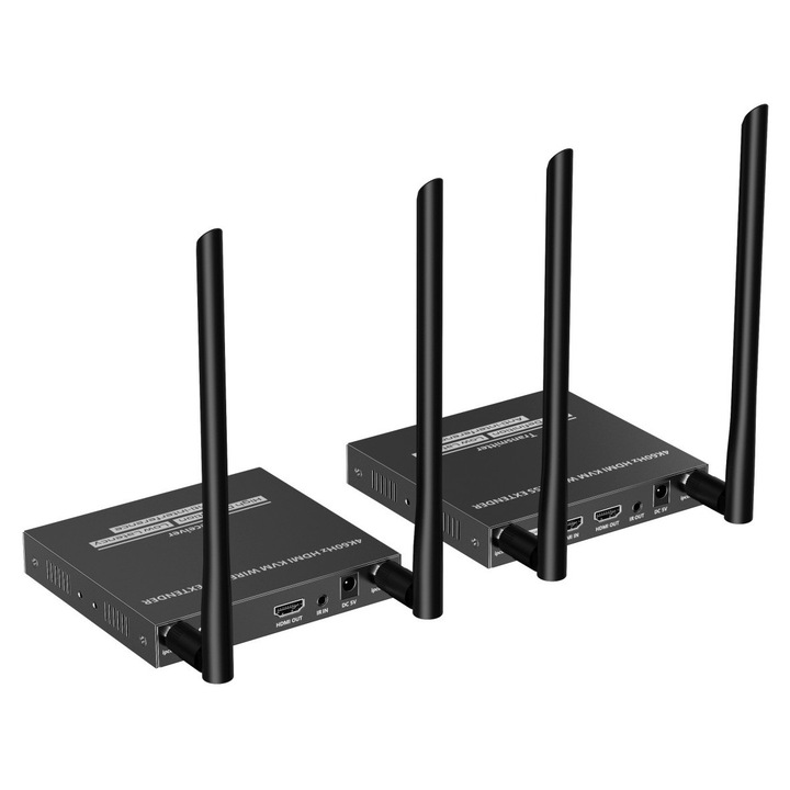 Kit Extender HDMI Wireless, KVM, V2.0, pana la 50m, prin cablu Cat5/6, 4K@60Hz, PremiumCord, khext50-14