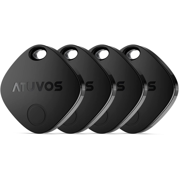 Atuvos Air Tag kulcskereső, 4 darabos csomag, intelligens kulcskereső, amely kompatibilis az Apple Find My alkalmazással (csak iOS, Android nem támogatott), Bluetooth kulcskereső poggyászhoz/bőröndhöz/táskához, cserélhető akkumulátor