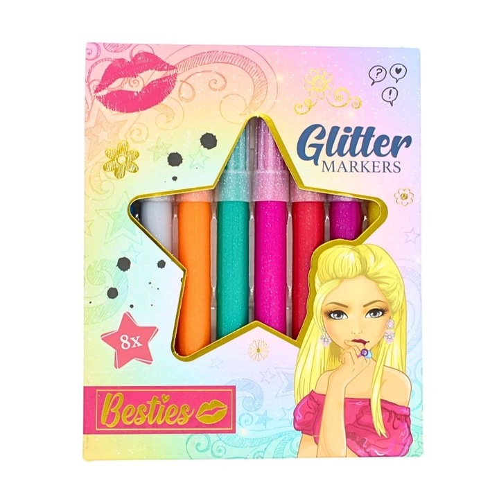 Комплект от 8 маркера Besties, 3D маркер, многоцветен, кръгъл връх