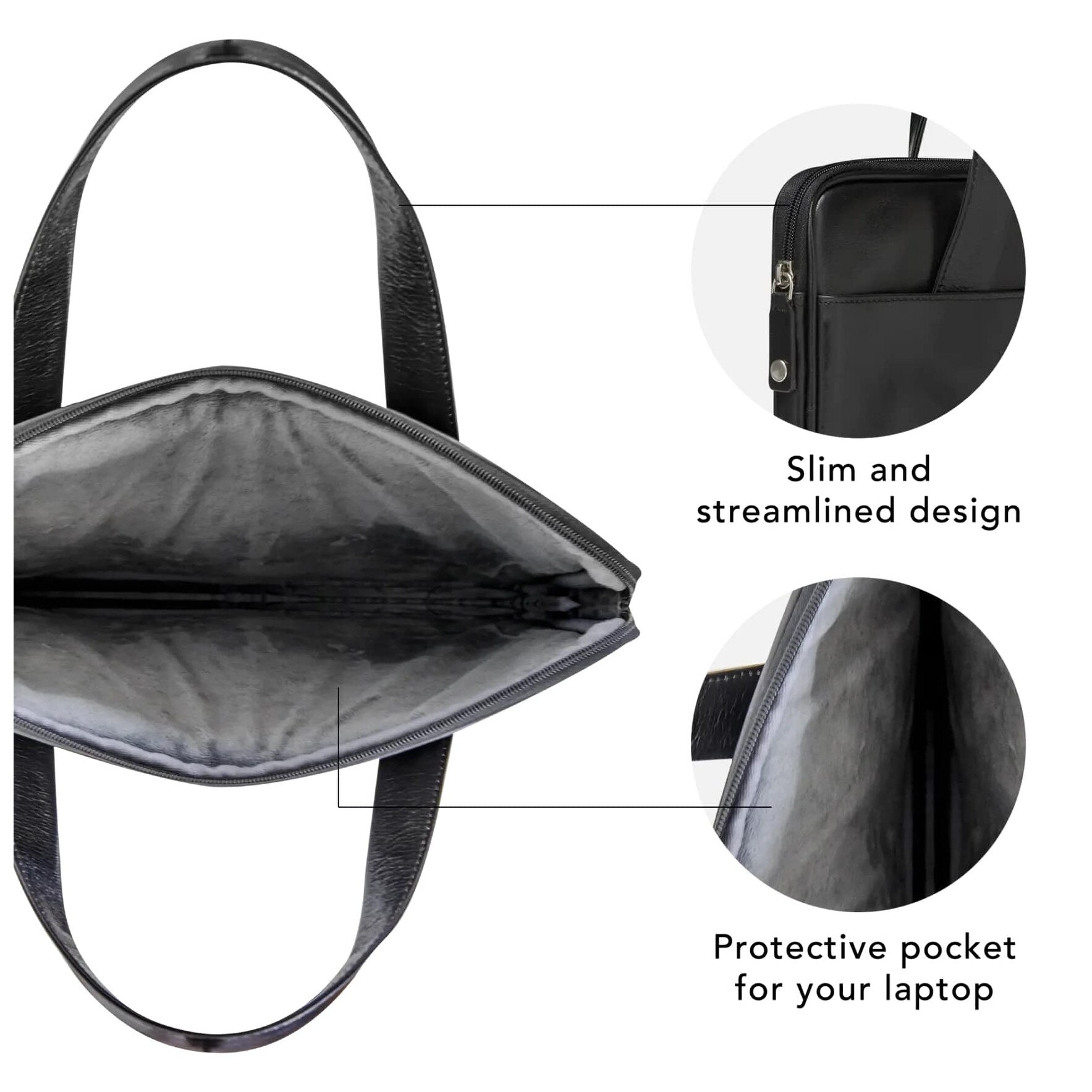 Geantă din piele pentru laptop dbramante Silkeborg 13 inch, neagră, cu compartiment moale