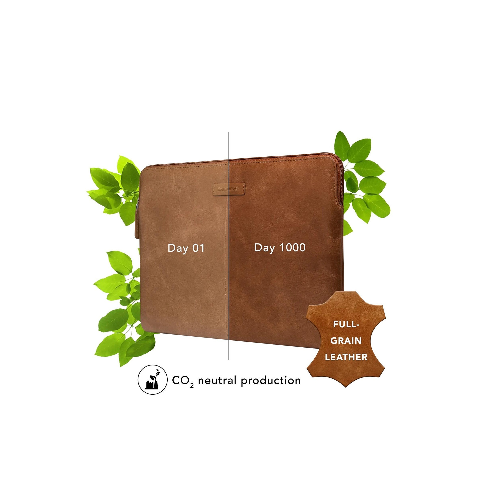 Husa pentru laptop dbramante Skagen Pro, neagră, 14.1 inch, fabricată din piele naturală, design protector