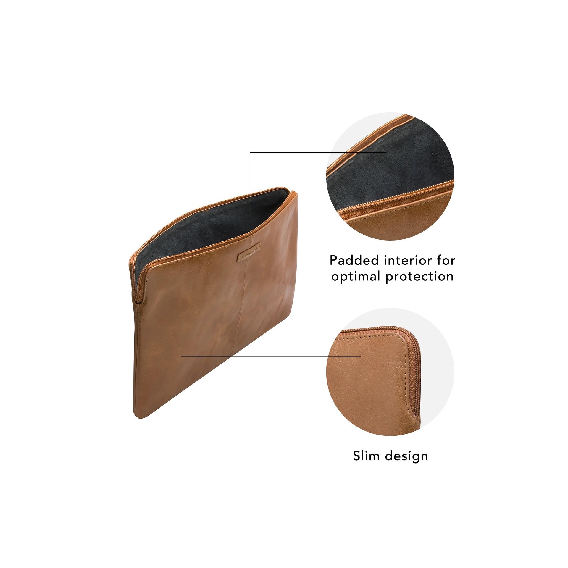 Husa pentru laptop dbramante Skagen Pro, neagră, 14.1 inch, fabricată din piele naturală, design protector
