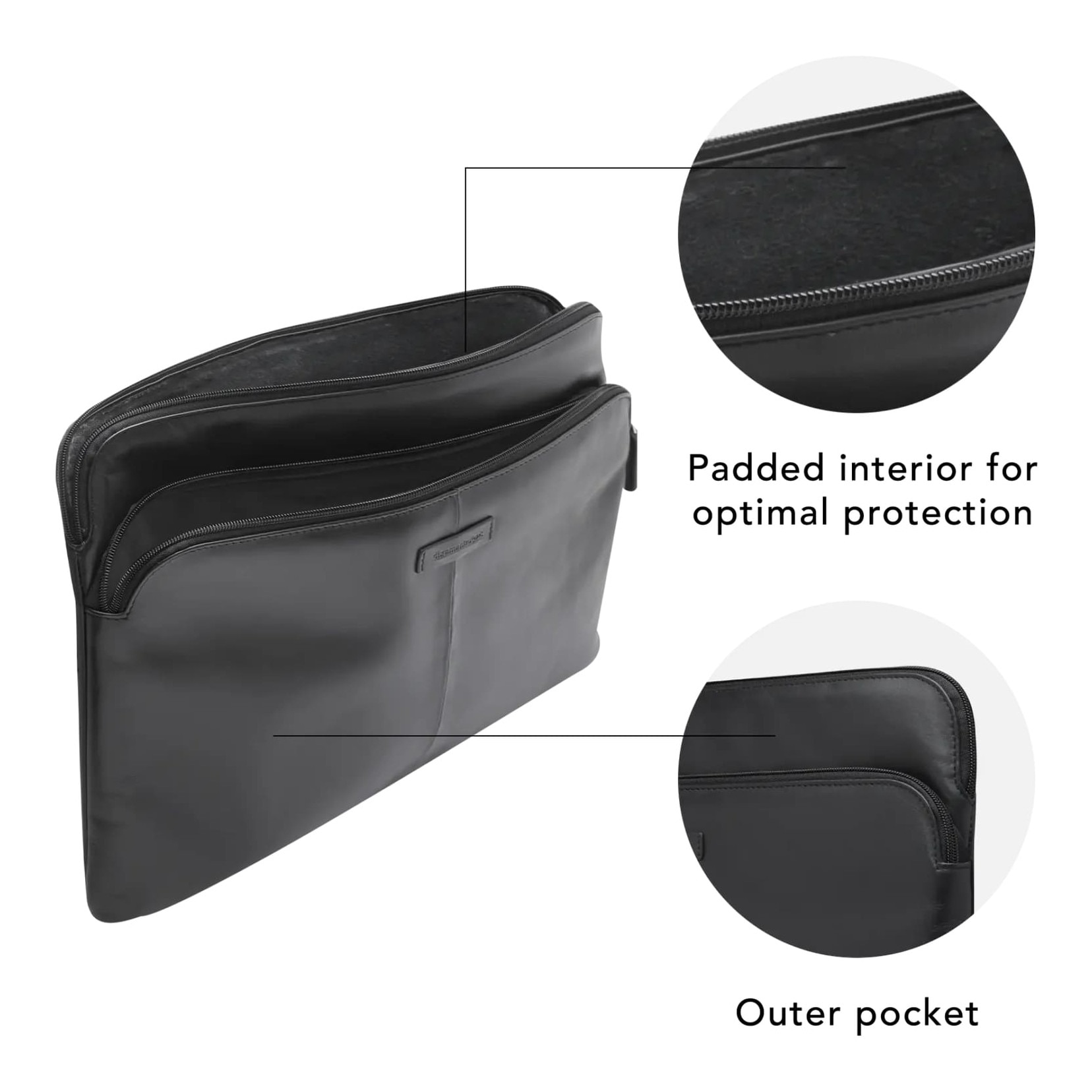 Husa pentru laptop dbramante Skagen Pro+, piele, negru, 14.1 inch