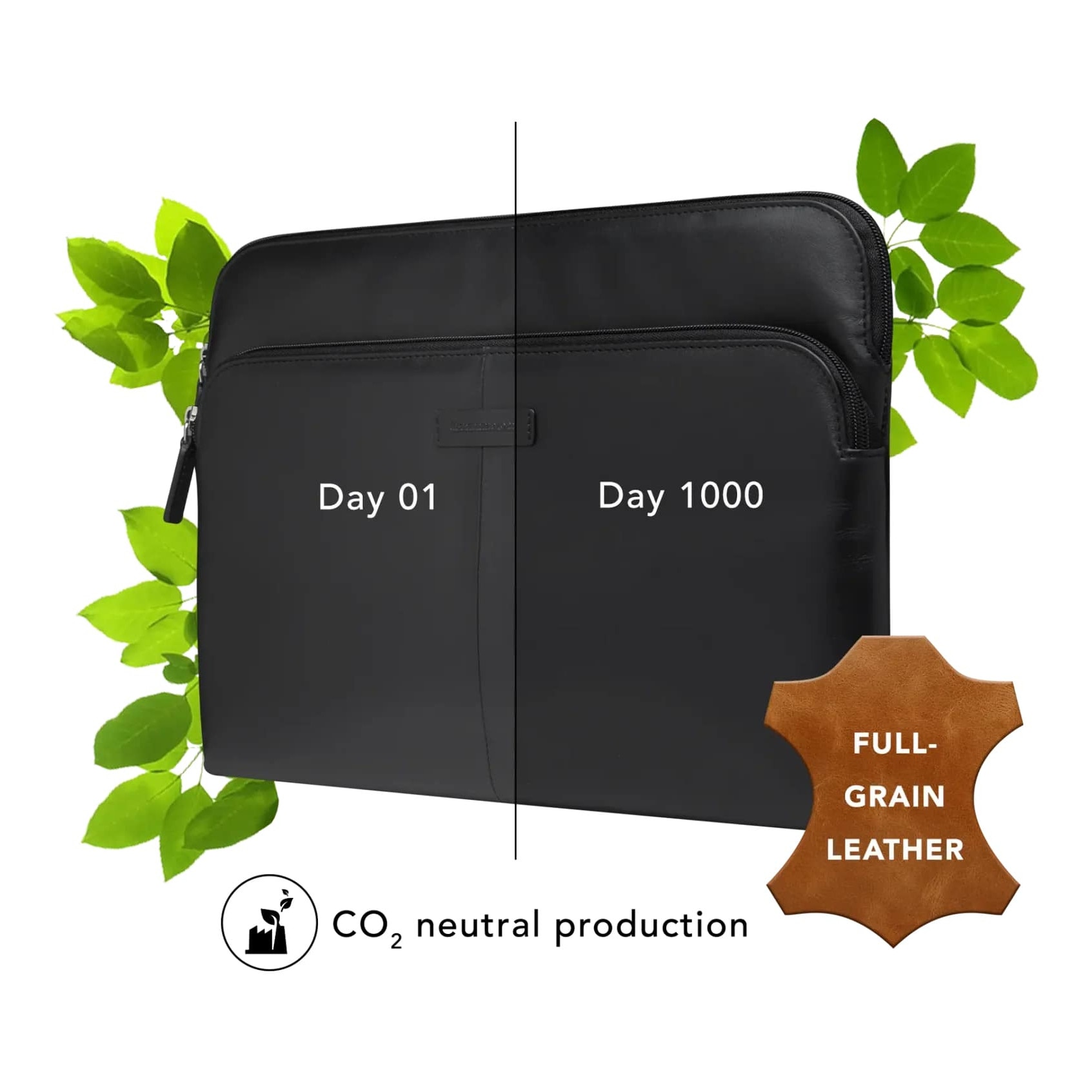 Husa pentru laptop dbramante Skagen Pro+, piele, negru, 14.1 inch