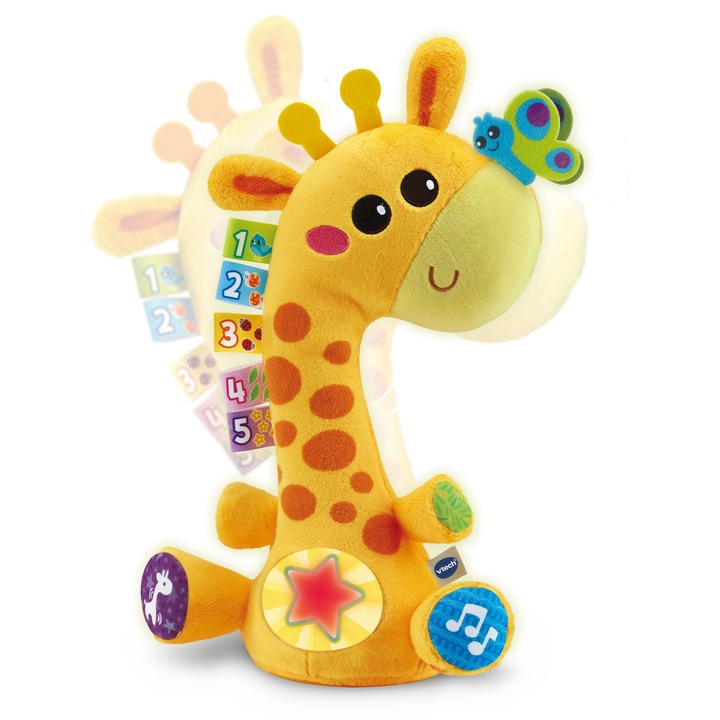 Интерактивна играчка за бебета, Vtech, Жирафът танцува с мен, многоцветен