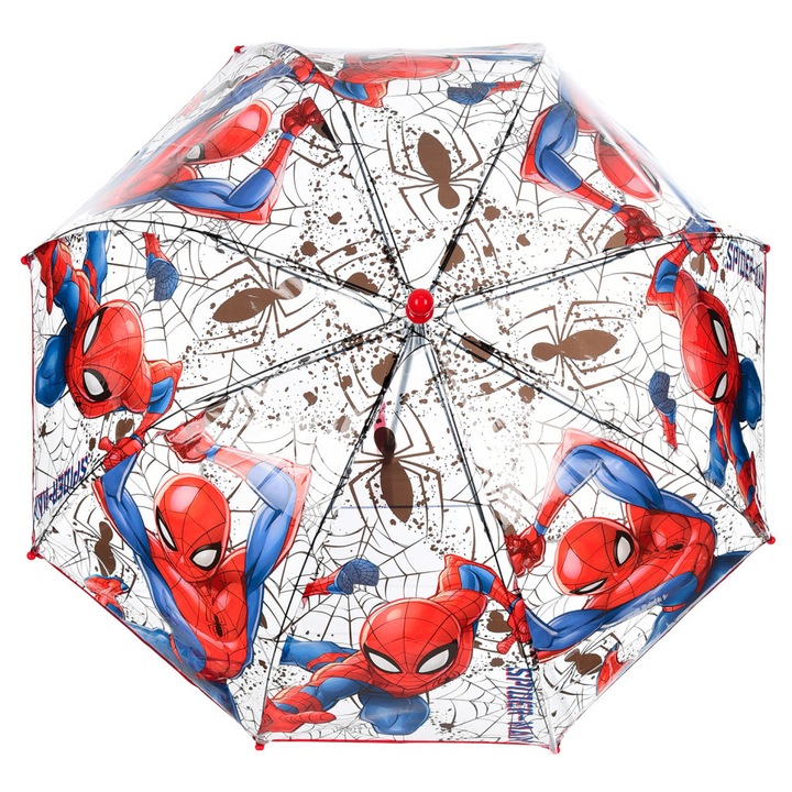 Umbrelă transparentă pentru copii Spiderman Web Power Ø72 cm