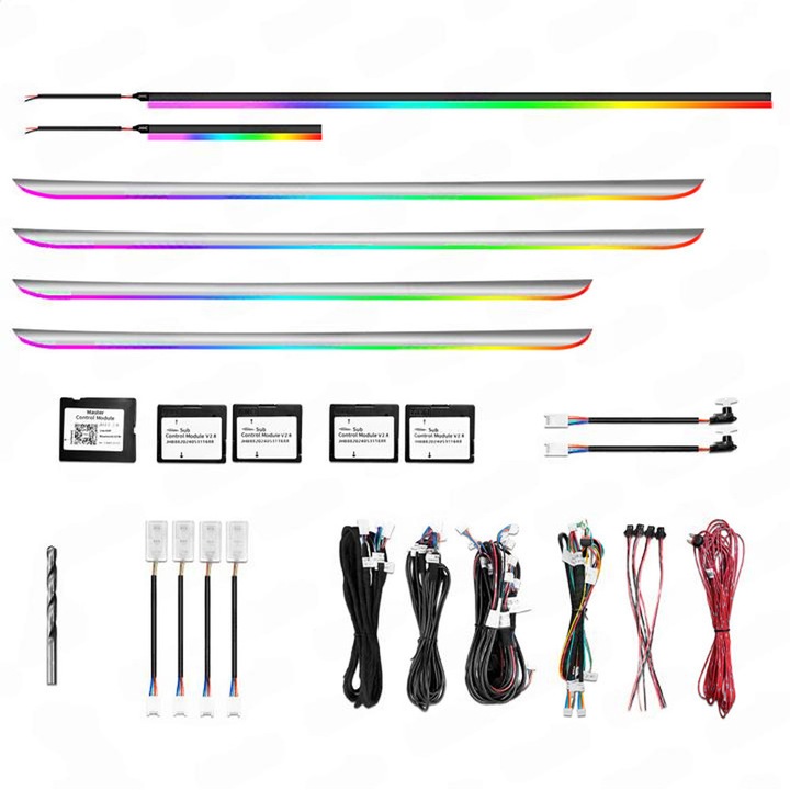 Lumini ambientale BMW Seria 3 E90 trimuri set complet control din telefon sau sistemul original AMB-BM-E90-TRIMMS