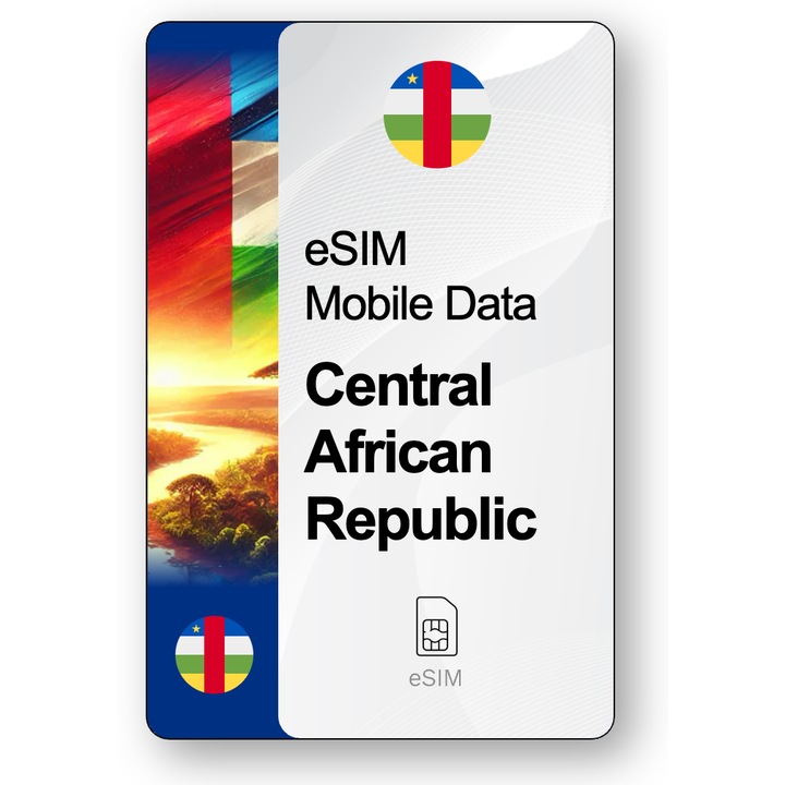 ESIM Internet Közép-afrikai Köztársaság, érvényes 30 napok, forgalom 10 GB