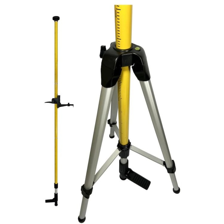 LP3.6T szorítóoszlop 3, 6 m-es teleszkópos rúd alumínium állvánnyal és 1/4" 5/8" lézer tartóval forgó lézerekhez és szintező eszközökhöz