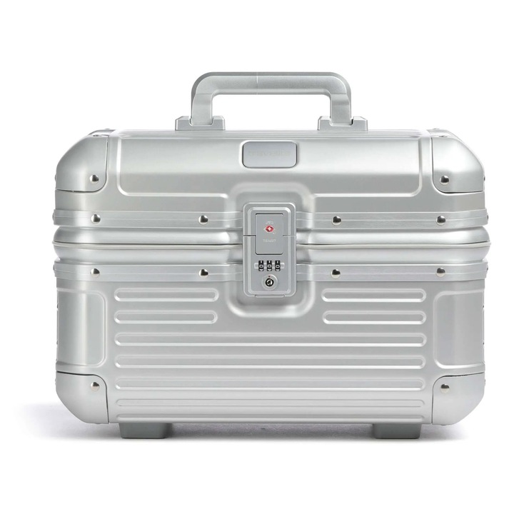 Trusă cosmetică Travelite Next, aluminiu, argintie, 38x27x24cm, 19l