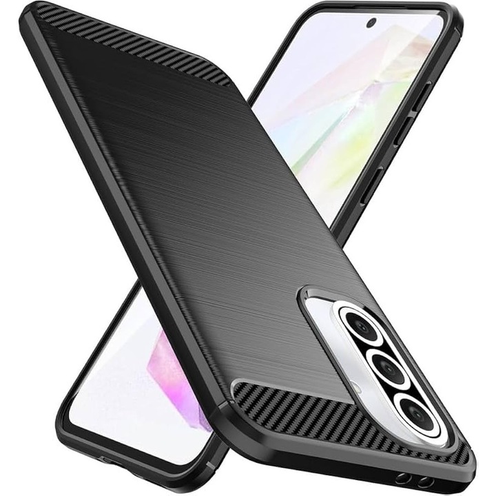 Samsung Galaxy A17 4G / A17 5G kompatibilis szilikon hátlaptok, karbon mintás, fekete, Carbon