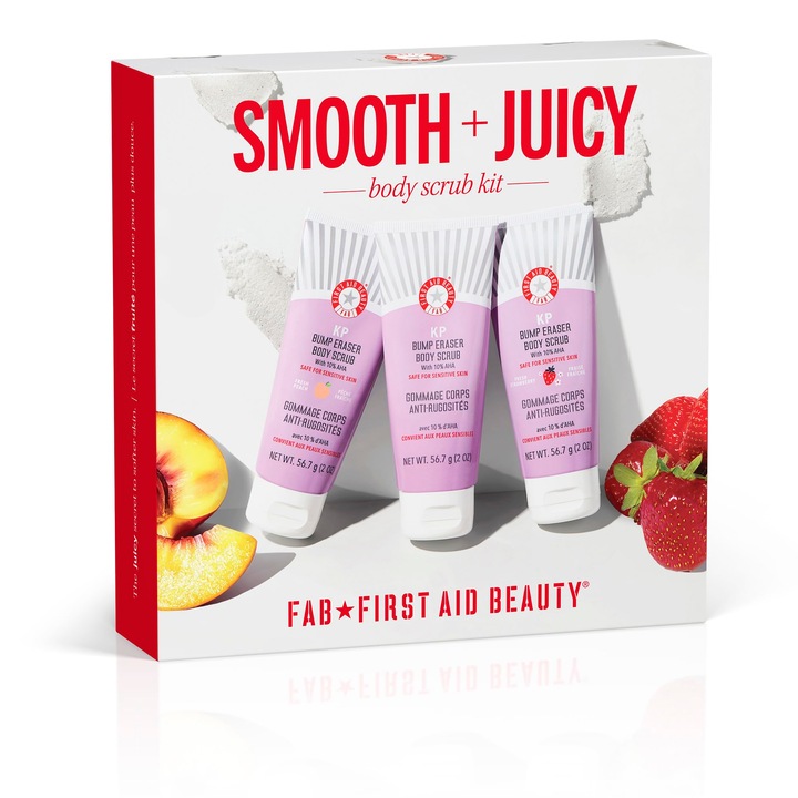 First Aid Beauty Smooth And Juicy testradír szett, 3 radír, kisebb méret, szemcsés