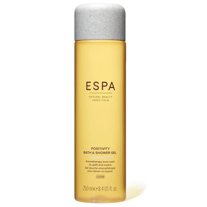 Gel de duș ESPA Positivity, 250 ml, iasomie, gardenie, portocală dulce, unisex