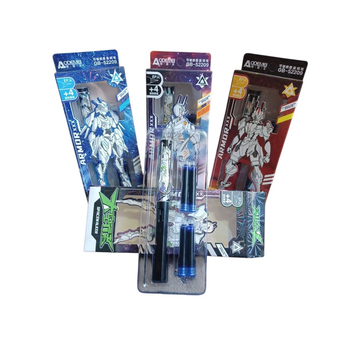 Химикалка за момчета с 4 пълнителя в картонена кутия, Vision XXI, колекция Spacewalker, тъмни цветове