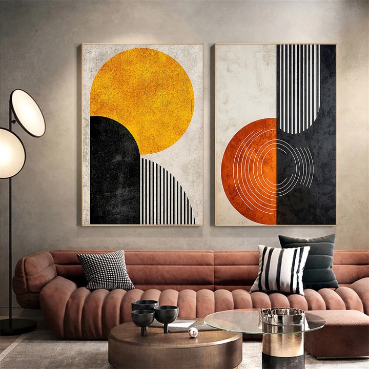 Set 2 Tablouri Abstracte - Arta Contrastului - 30 x 50 cm x 2, Tablouri Abstracte Premium, Decor pentru Living, Dormitor sau Hol, Cadou Inspirat, Tablou Modern, Sasiu lemn, Vizio Tablouri Canvas®