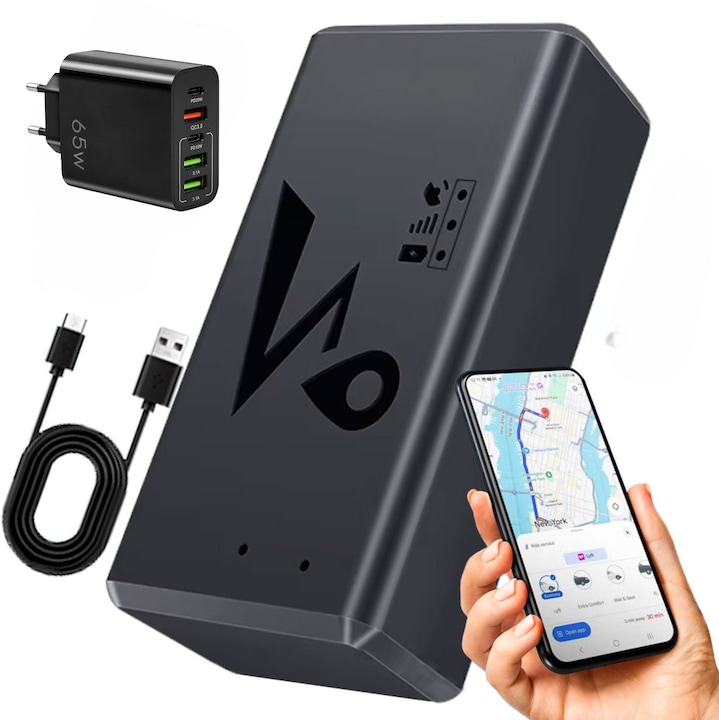 GPS Tracker TechEeee, 4G+2G, Portabil Magnetic, Localizare GPS/BDS/LBS/GSM in Timp Real, Baterie 6000 mAh (Autonomie Online 15 Zile), Functioneaza cu SIM, Fara Abonament