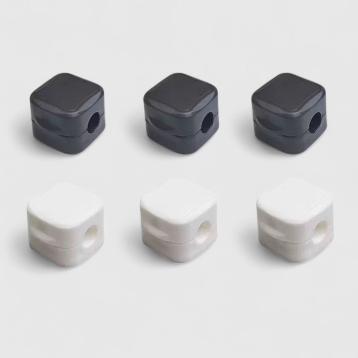 SET 6 bucati Organizatoare de Cabluri, inchidere magnetica si lipire cu adeziv 3M, suporturi din plastic pentru gestionarea cablurilor de birou, masa sau masina, culoarea alb negru