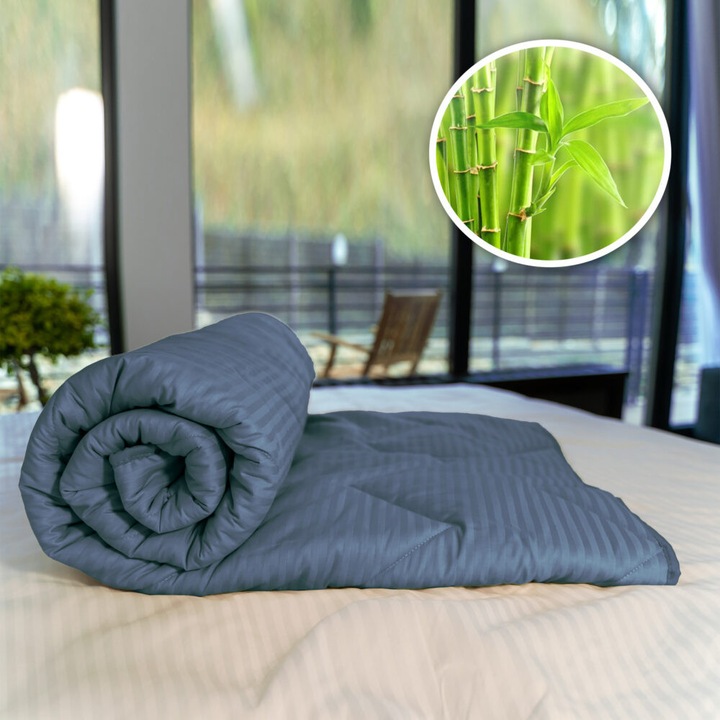 Pilota matlasata Ralex Pucioasa, umplutura bambus, albastru, 180 x 210 cm