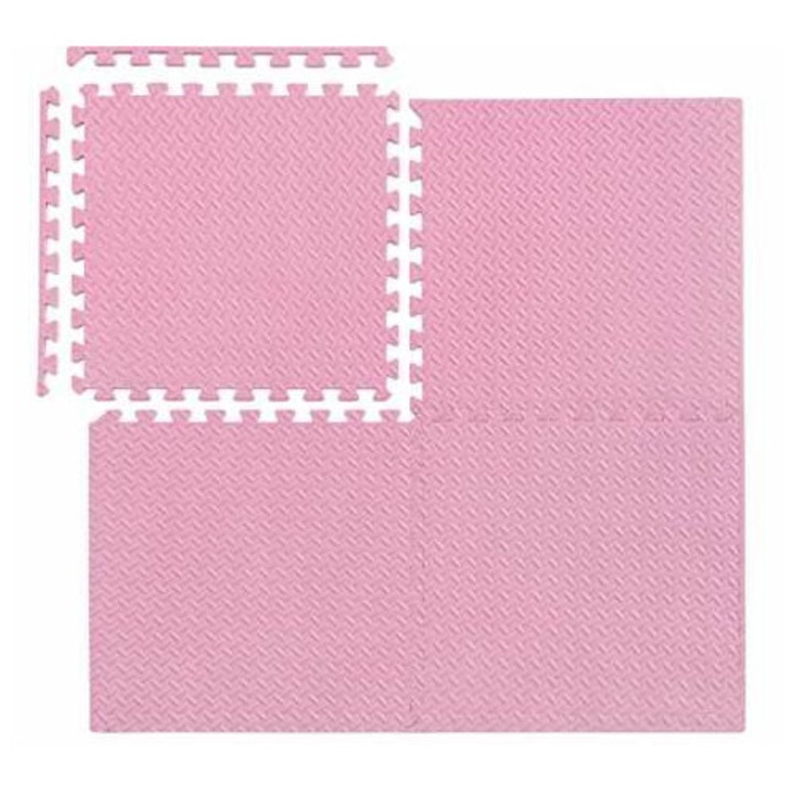 Covoraș de joacă Pepita, set 4 bucăți, spumă EVA, roz, dimensiune 120x120cm