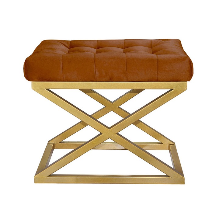 Taburet pentru picioare, The Home Collection, maro teracotă/auriu, textil, 40x50 cm