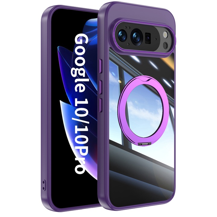 Carcasa pentru telefon, suport pentru incarcare wireless, negru, compatibila cu Google Pixel 10/10 Pro, Violet