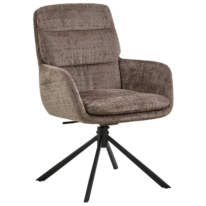 Scaun dining rotativ maro inchis din textil Edgar Actona Company