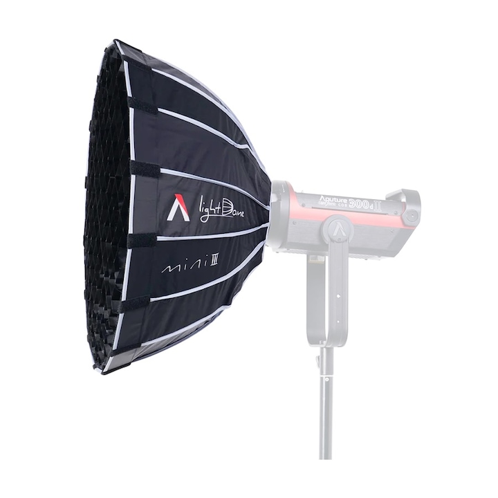 Softbox Aputure Light Dome Mini III, 32,7x58cm, 16 laturi, cu deflector, difuzor, grid, set complet