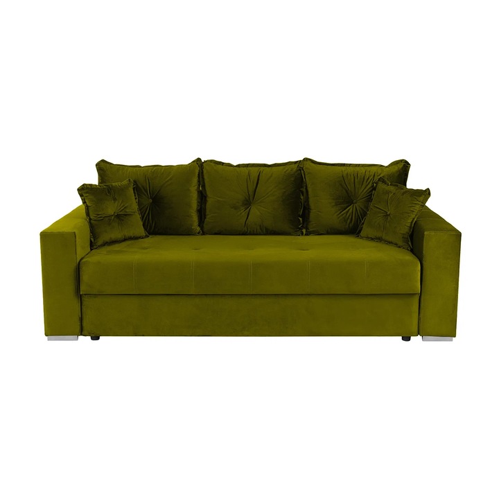 Canapea extensibila Expomob ARISSA, 3 locuri, cu arcuri, dimensiune 235x110x77 cm, culoare verde