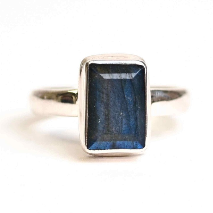 Inel Argint 925 cu Labradorit fatetat forma Dreptunghi - Claritate si Protectie