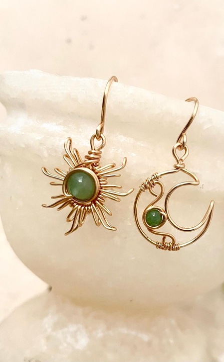 Cercei soare si luna cu piatra naturala aventurine