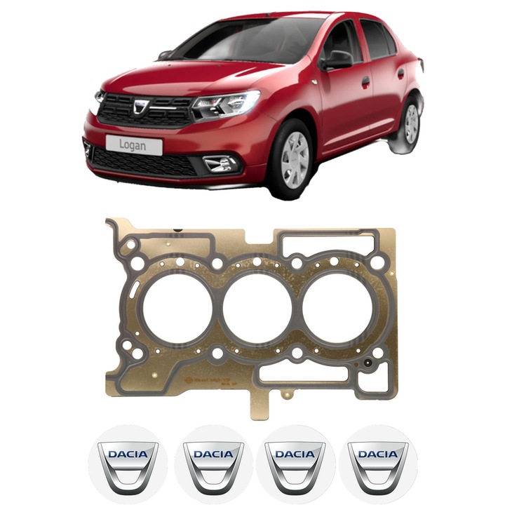 Garnitura chiuloasa DACIA LOGAN II TCe 90 (L8MA, L8M1, L8AC) din 2012 KW 66 CP 90 CMC 898, auto, Elring, 4x Stickere auto cu DACIA