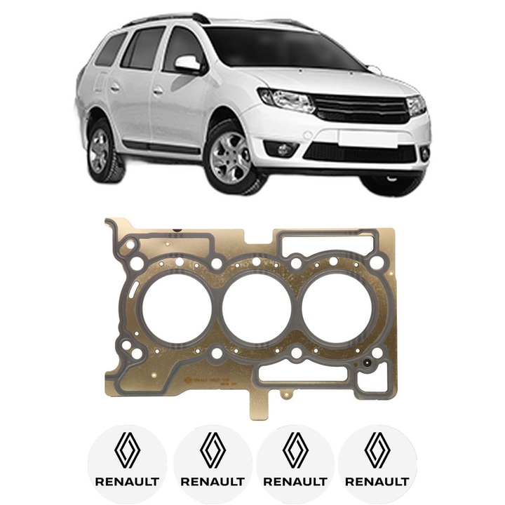 Garnitura chiuloasa RENAULT LOGAN II Estate (K8_) TCe 90 (K8M1) din 2017-2020 KW 66 CP 90 CMC 898, auto, Elring, 4x Stickere auto cu RENAULT