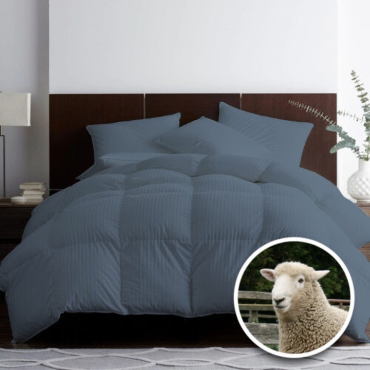 Pilotă matlasată Ralex Pucioasa, 100% lână damasc, dimensiune 180x210cm, umplutură 400gr/m2, inveliş bumbac 100%